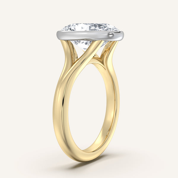Oval Split Cathedral Bezel Ring | 18k Two Tone