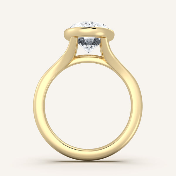 Oval Split Cathedral Bezel Ring | 18k Yellow Gold