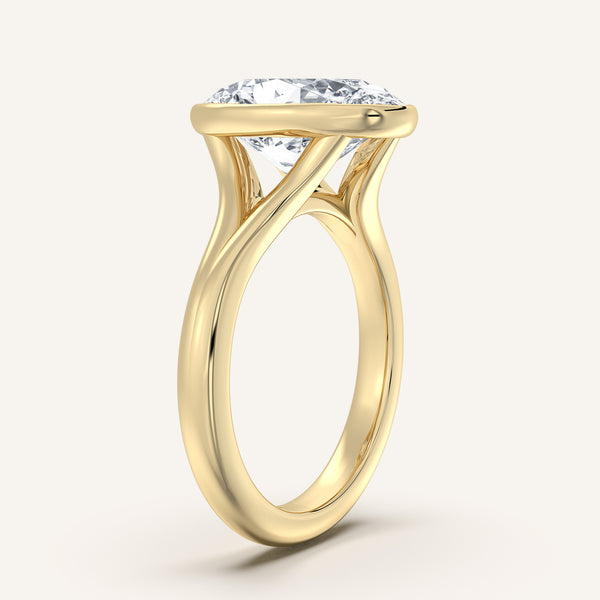 Oval Split Cathedral Bezel Ring | 14k Yellow Gold