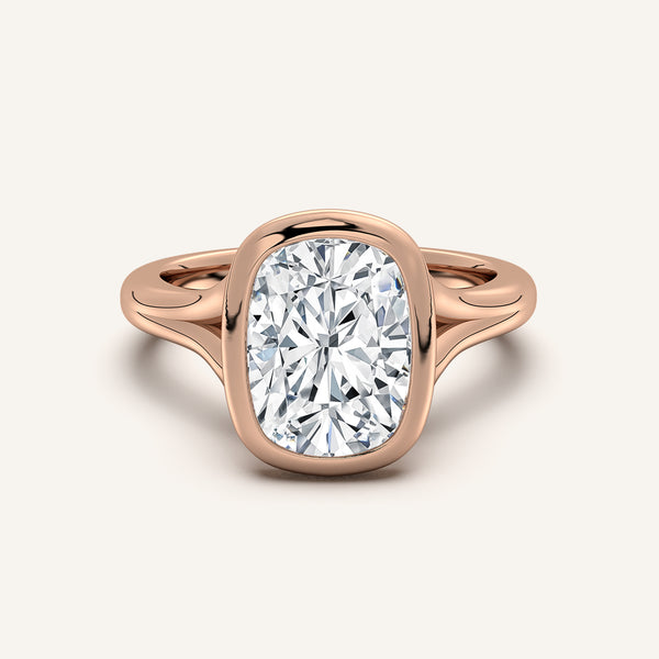 Cushion Split Cathedral Bezel Ring | 18k Rose Gold