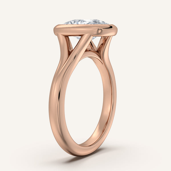 Cushion Split Cathedral Bezel Ring | 14k Rose Gold