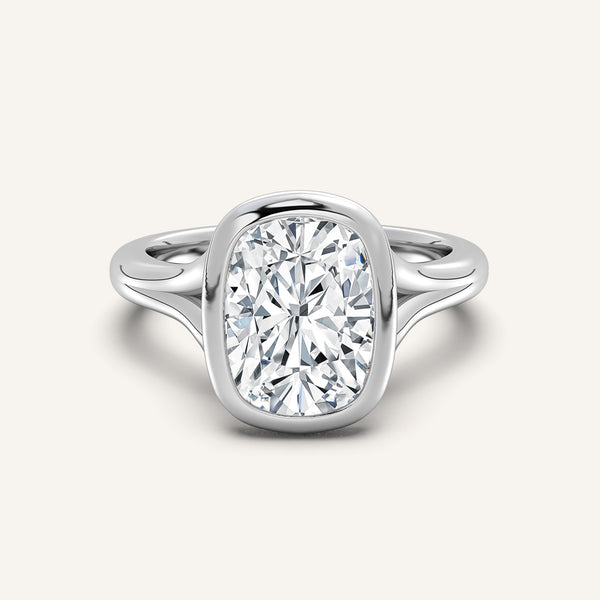 Split Cathedral Bezel | 14k White Gold