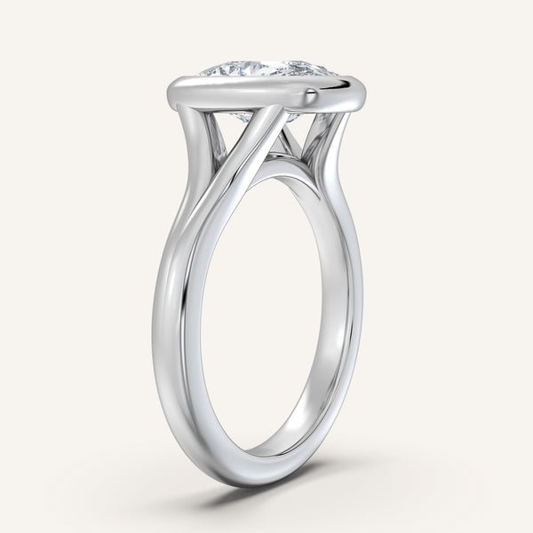 Cushion Split Cathedral Bezel Ring | 18k White Gold