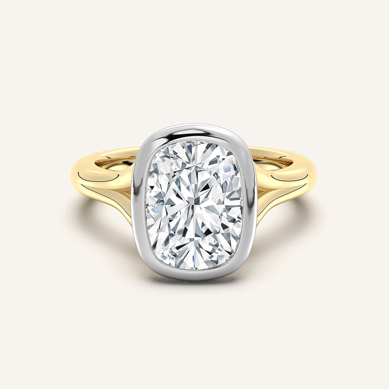 Image for Split Cathedral Bezel Ring | 14k Two Tone
