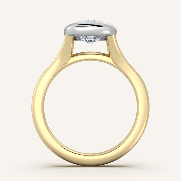 Cushion Split Cathedral Bezel Ring | 18k Two Tone