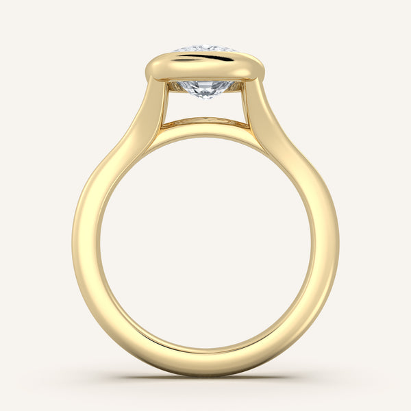 Cushion Split Cathedral Bezel Ring | 18k Yellow Gold