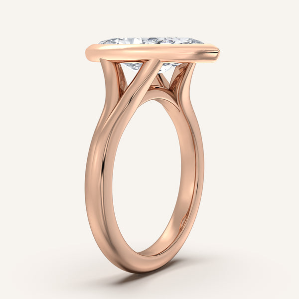 Marquise Split Cathedral Bezel Ring | 14k Rose Gold