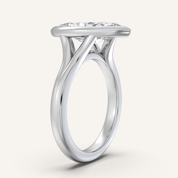 Split Cathedral Bezel | 18k White Gold