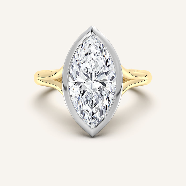 Image for Split Cathedral Bezel Ring | 18k Two Tone