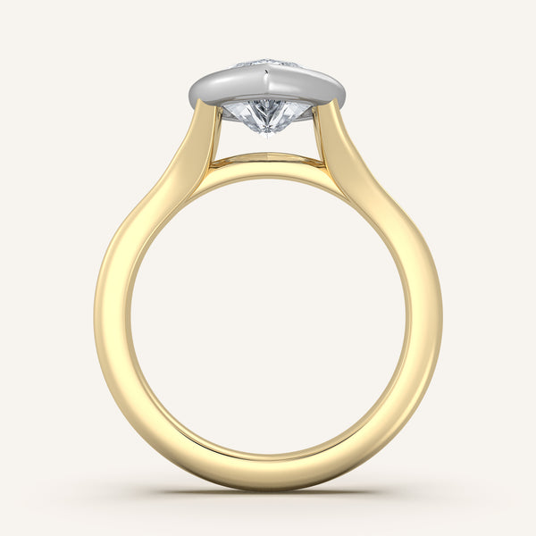 Marquise Split Cathedral Bezel Ring | 18k Two Tone