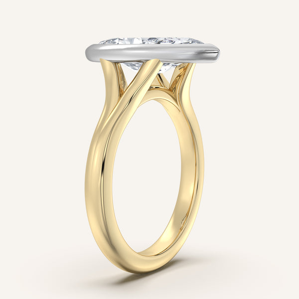 Marquise Split Cathedral Bezel Ring | 18k Two Tone