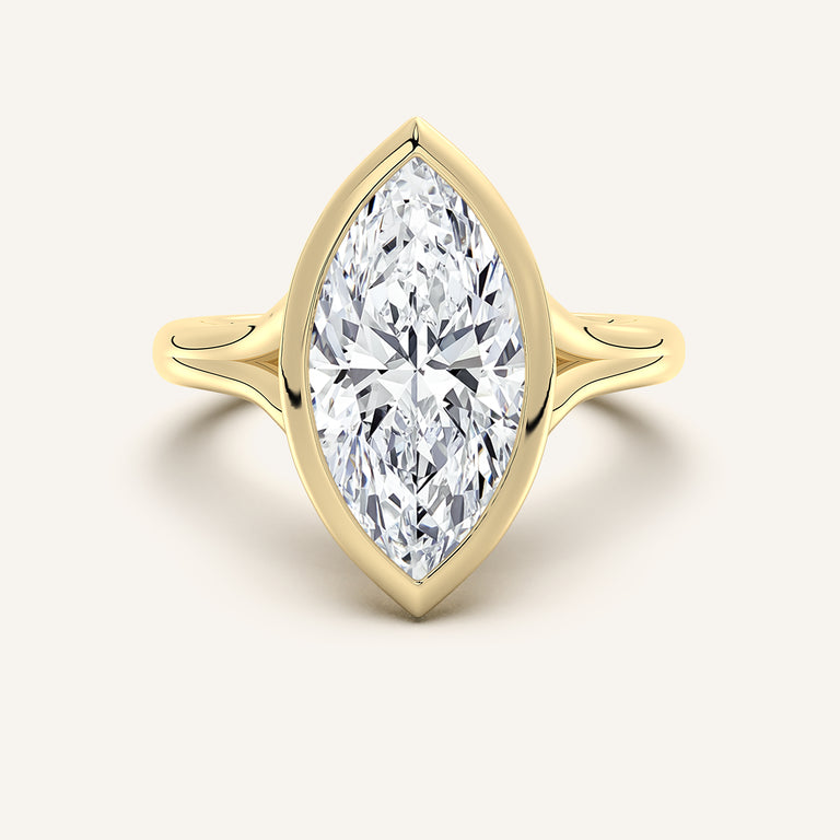 Image for Split Cathedral Bezel Ring | 14k Yellow Gold