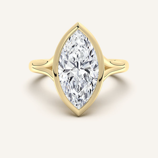 Marquise Split Cathedral Bezel Ring | 18k Yellow Gold