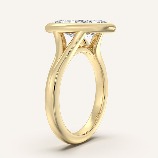 Marquise Split Cathedral Bezel Ring | 14k Yellow Gold