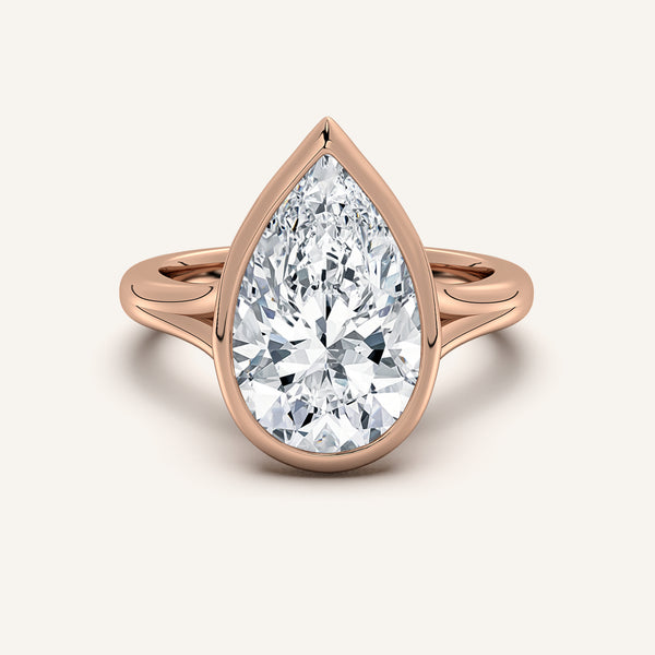 Pear Shape Split Cathedral Bezel Ring | 18k Rose Gold
