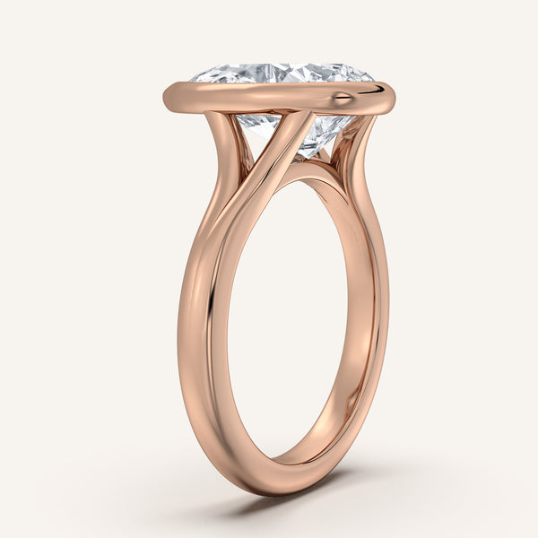 Pear Shape Split Cathedral Bezel Ring | 18k Rose Gold