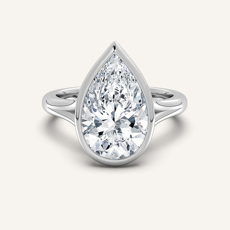 Image for Split Cathedral Bezel Ring | 14k White Gold