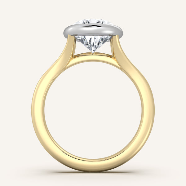 Pear Shape Split Cathedral Bezel Ring | 18k Two Tone