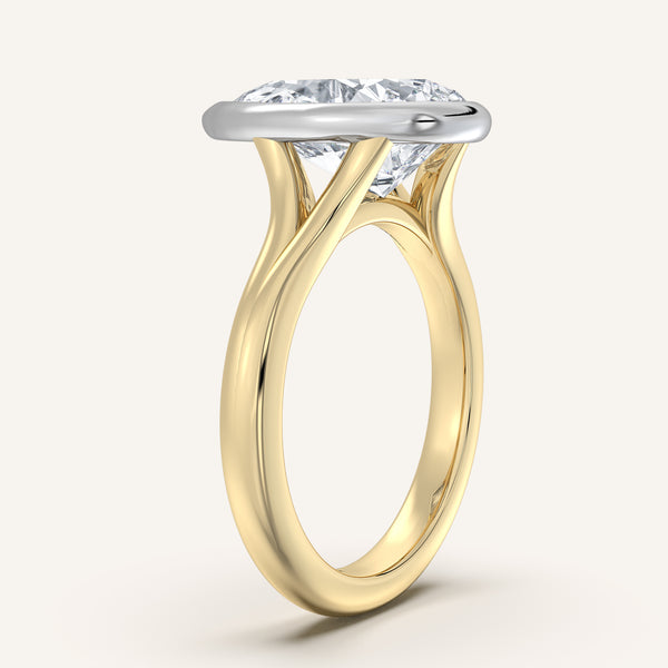 Pear Shape Split Cathedral Bezel Ring | 18k Two Tone