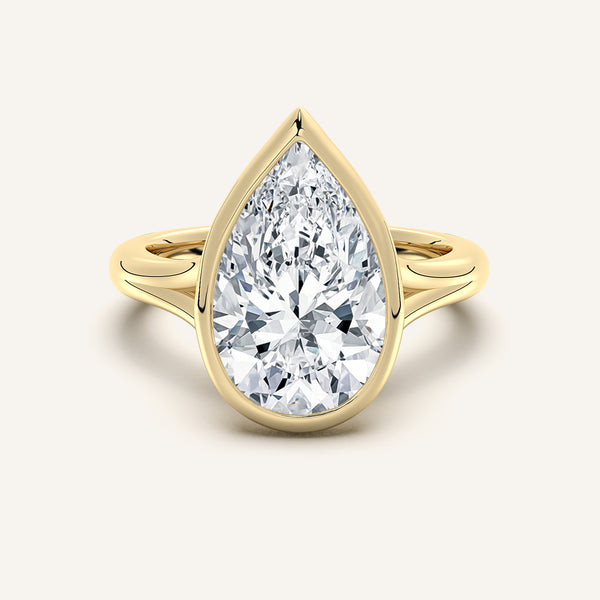 Pear Shape Split Cathedral Bezel Ring | 18k Yellow Gold