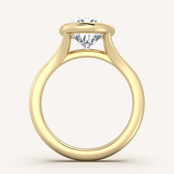 Pear Shape Split Cathedral Bezel Ring | 18k Yellow Gold