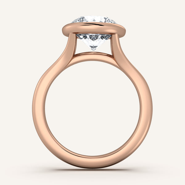 Round Split Cathedral Bezel Ring | 18k Rose Gold