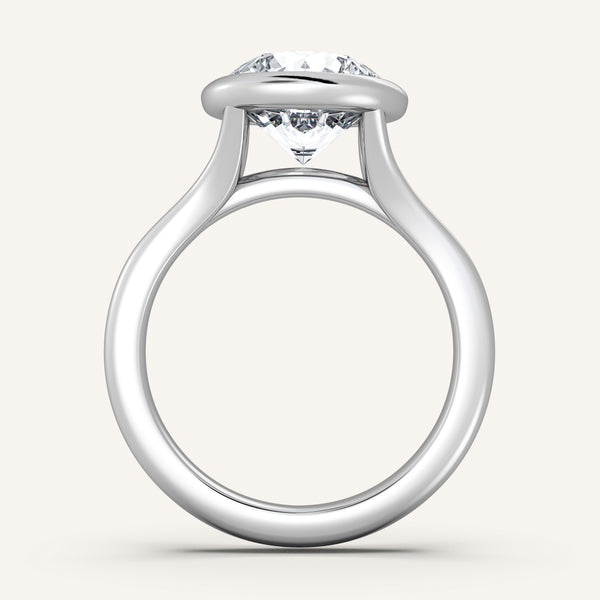 Round Split Cathedral Bezel Ring | 18k White Gold