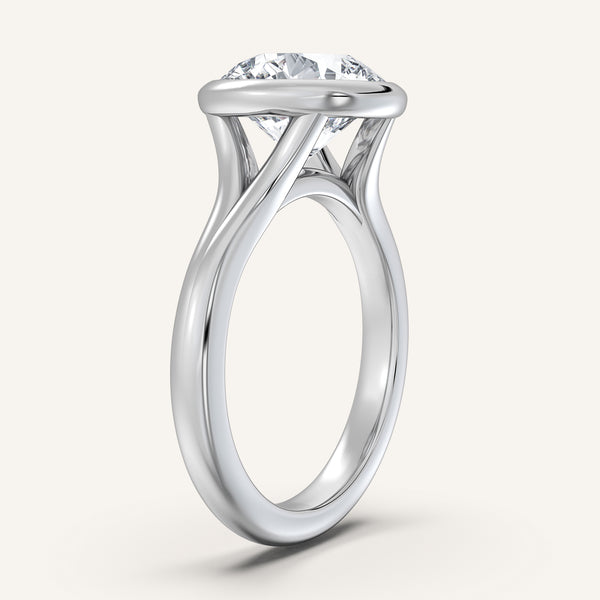 Round Split Cathedral Bezel Ring | Platinum