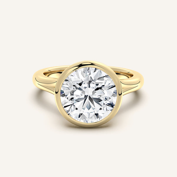 Round Split Cathedral Bezel Ring | 18k Yellow Gold