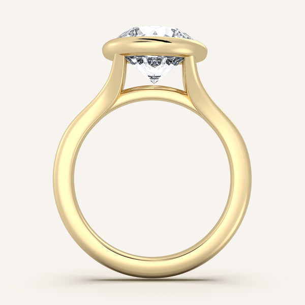 Round Split Cathedral Bezel Ring | 18k Yellow Gold