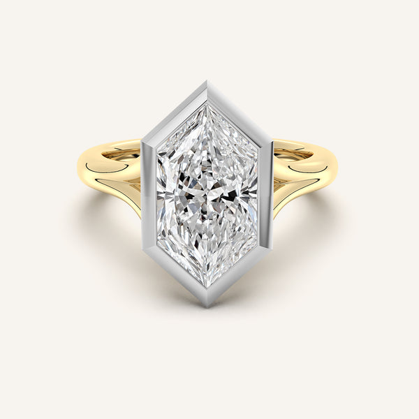 Dutch Marquise Split Cathedral Bezel Ring | 18k Two Tone