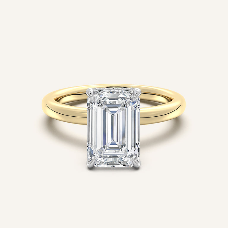 Image for Emerald Cut Eternity Hidden Halo Engagement Ring | 14k Two Tone