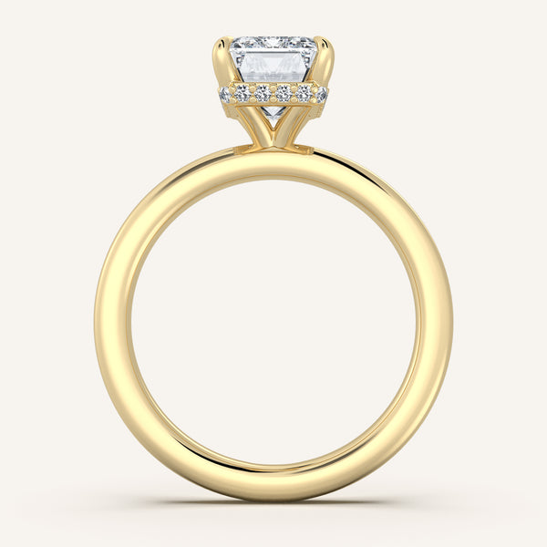Emerald Cut Eternity Hidden Halo Engagement Ring | 18k Yellow Gold