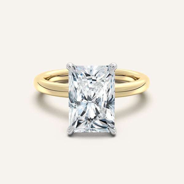 Radiant Cut Eternity Hidden Halo Engagement Ring | 18k Two Tone