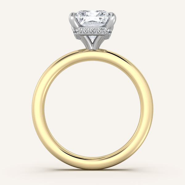 Radiant Cut Eternity Hidden Halo Engagement Ring | 18k Two Tone