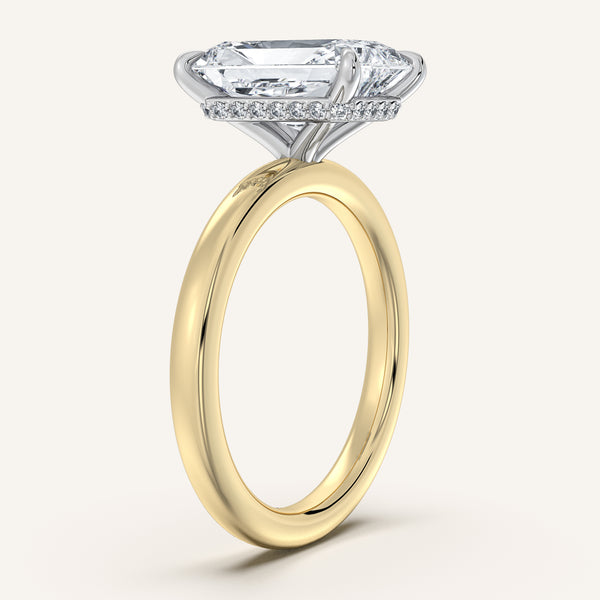 Radiant Cut Eternity Hidden Halo Engagement Ring | 18k Two Tone