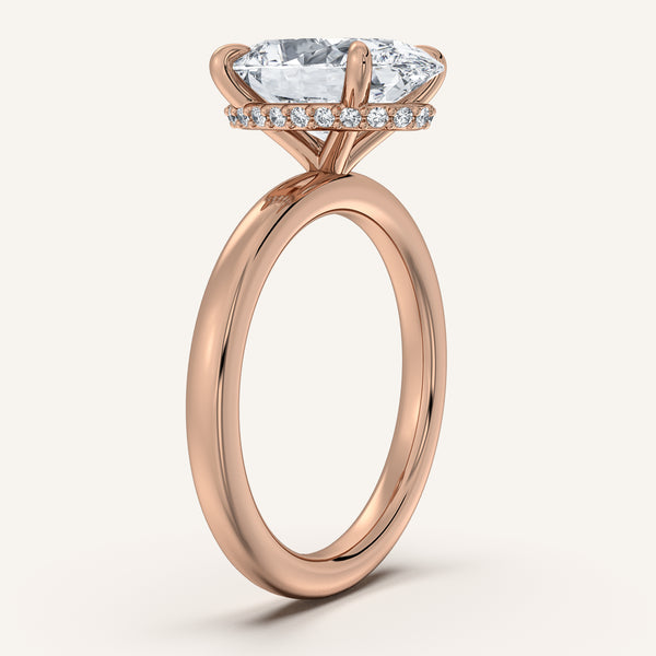 Oval Eternity Hidden Halo Engagement Ring | 18k Rose Gold