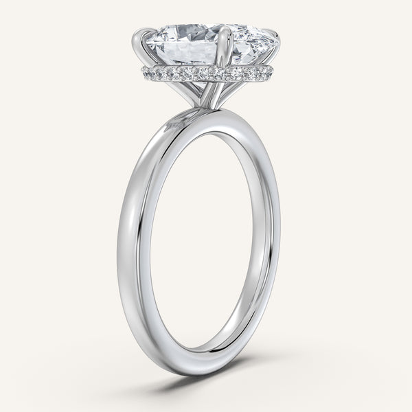 Oval Eternity Hidden Halo Engagement Ring | 14k White Gold