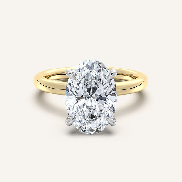 Oval Eternity Hidden Halo Engagement Ring | 18k Two Tone
