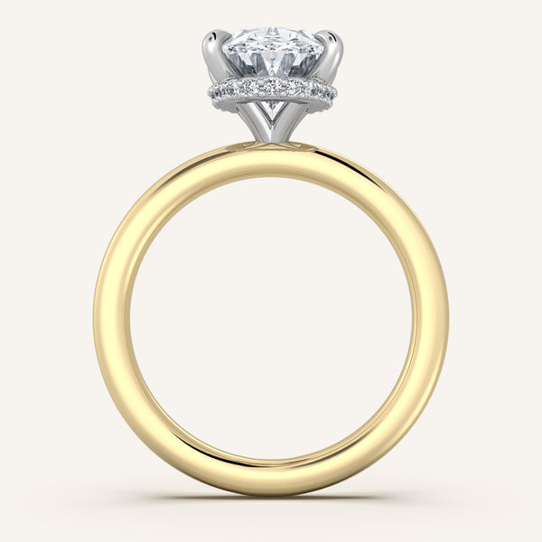 Oval Eternity Hidden Halo Engagement Ring | 18k Two Tone