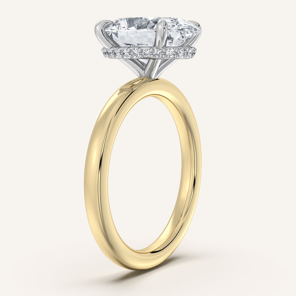 Oval Eternity Hidden Halo Engagement Ring | 14k Two Tone