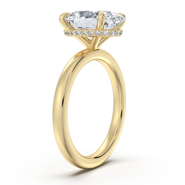 Oval Eternity Hidden Halo Engagement Ring | 18k Yellow Gold