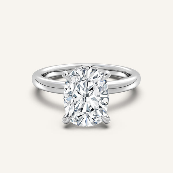 Cushion Cut Eternity Hidden Halo Engagement Ring | 14k Two Tone