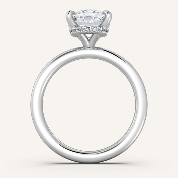 Cushion Cut Eternity Hidden Halo Engagement Ring | 14k Two Tone