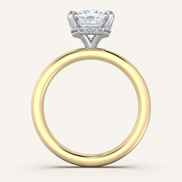 Cushion Cut Eternity Hidden Halo Engagement Ring | Platinum