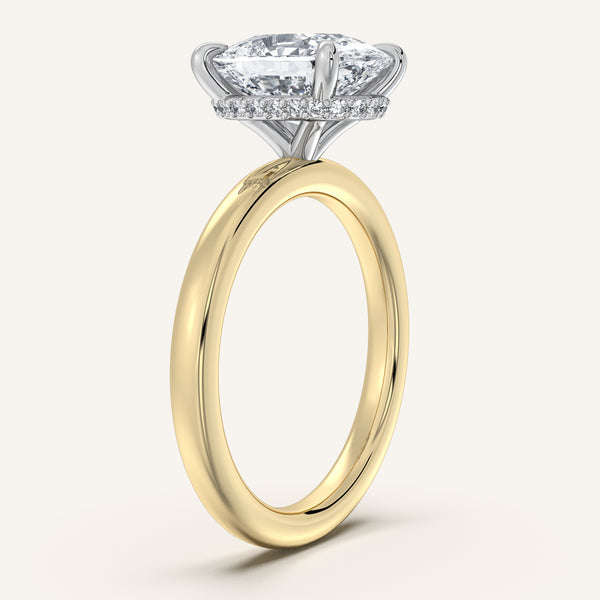 Cushion Cut Eternity Hidden Halo Engagement Ring | 18k Rose Gold