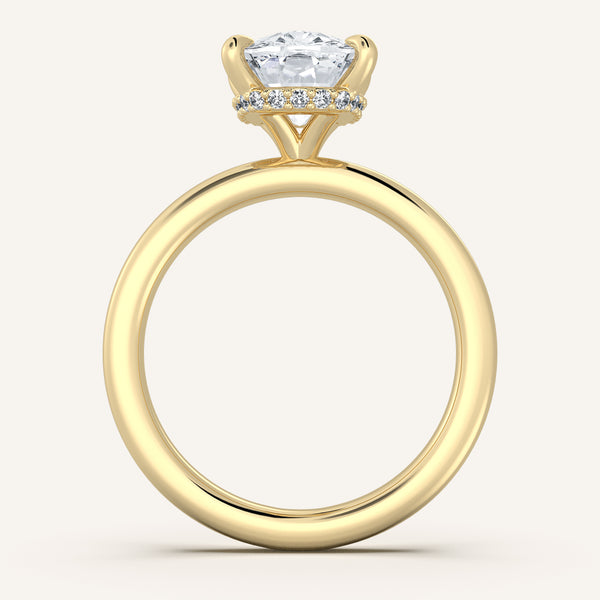 Cushion Cut Eternity Hidden Halo Engagement Ring | 18k Two Tone