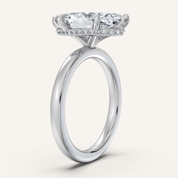 Marquise Eternity Hidden Halo Engagement Ring | 18k White Gold