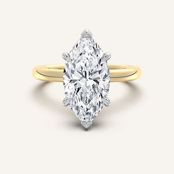 Marquise Eternity Hidden Halo Engagement Ring | 18k Two Tone