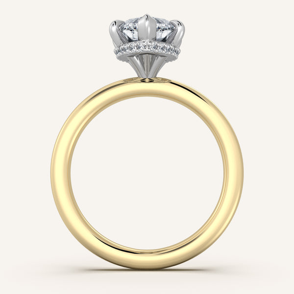 Marquise Eternity Hidden Halo Engagement Ring | 18k Two Tone